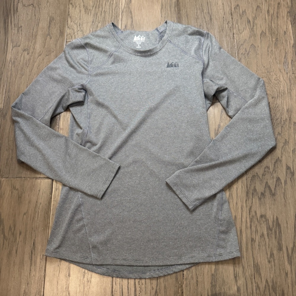 REI Womens Long Sleeve Striped‎ Athletic Shirt Top Size Small Polyester Spandex